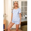 Ekouaer Pajamas for Womens Set 2 Piece Soft Sleepwear, Chest Pocket(Light Blue Cat)