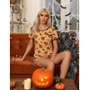 Ekouaer Pajamas for Womens Set 2 Piece Soft Sleepwear, Chest Pocket(Orange Pumpkin-halloween)
