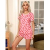 Ekouaer Pajamas for Womens Set 2 Piece Soft Sleepwear, Chest Pocket(Pink Red Love)