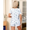 Ekouaer Pajamas for Womens Set 2 Piece Soft Sleepwear, Chest Pocket(White-conch Bow)