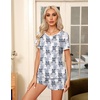 Ekouaer Pajamas for Womens Set 2 Piece Soft Sleepwear, Chest Pocket(White-gray Cats)
