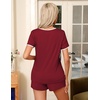 Ekouaer Pajamas for Womens Set 2 Piece Soft Sleepwear, Chest Pocket(Wine Red)