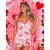 Ekouaer Silky Women Pajamas Set Satin Cami Top & Shorts Lingerie Pjs(Foundation Bow)