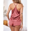 Ekouaer Silky Women Pajamas Set Satin Cami Top & Shorts Lingerie Pjs(Paleviolet Red)