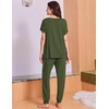 Ekouaer Viscose from Bamboo Women’s Pajama Sets Super Soft Short Sleeve Button Top and Pants Pj Sleepwear Sets S-XXL(Army Green)