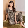Ekouaer Viscose from Bamboo Women’s Pajama Sets Super Soft Short Sleeve Button Top and Pants Pj Sleepwear Sets S-XXL(Brown Leopard)