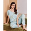Ekouaer Viscose from Bamboo Women’s Pajama Sets Super Soft Short Sleeve Button Top and Pants Pj Sleepwear Sets S-XXL(Daisy Bouquet)
