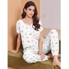 Ekouaer Viscose from Bamboo Women’s Pajama Sets Super Soft Short Sleeve Button Top and Pants Pj Sleepwear Sets S-XXL(Daisy White Floral)