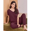 Ekouaer Viscose from Bamboo Women’s Pajama Sets Super Soft Short Sleeve Button Top and Pants Pj Sleepwear Sets S-XXL(Deep Red)