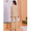 Ekouaer Viscose from Bamboo Women’s Pajama Sets Super Soft Short Sleeve Button Top and Pants Pj Sleepwear Sets S-XXL(Khaki)
