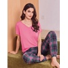 Ekouaer Viscose from Bamboo Women’s Pajama Sets Super Soft Short Sleeve Button Top and Pants Pj Sleepwear Sets S-XXL(Pink Plaid)