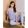 Ekouaer Viscose from Bamboo Women’s Pajama Sets Super Soft Short Sleeve Button Top and Pants Pj Sleepwear Sets S-XXL(Purple Polka Dots)