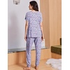 Ekouaer Viscose from Bamboo Women’s Pajama Sets Super Soft Short Sleeve Button Top and Pants Pj Sleepwear Sets S-XXL(Purple Polka Dots)