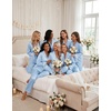 Ekouaer Women Classic Button Down Long Satin Pajamas Set Cute Bow Sleepwear(Baby Blue)