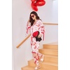 Ekouaer Women Classic Button Down Long Satin Pajamas Set Cute Bow Sleepwear(Bow Ties)