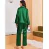 Ekouaer Women Classic Button Down Long Satin Pajamas Set Cute Bow Sleepwear(Bright Green)
