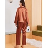 Ekouaer Women Classic Button Down Long Satin Pajamas Set Cute Bow Sleepwear(Caramel)