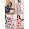 Ekouaer Women Classic Button Down Long Satin Pajamas Set Cute Bow Sleepwear(Christmas Cane)