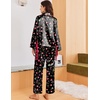 Ekouaer Women Classic Button Down Long Satin Pajamas Set Cute Bow Sleepwear(Christmas Tree)