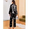 Ekouaer Women Classic Button Down Long Satin Pajamas Set Cute Bow Sleepwear(Good Night Print)