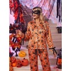 Ekouaer Women Classic Button Down Long Satin Pajamas Set Cute Bow Sleepwear(Halloween Bows)