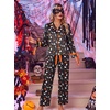 Ekouaer Women Classic Button Down Long Satin Pajamas Set Cute Bow Sleepwear(Halloween Printed)