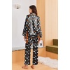 Ekouaer Women Classic Button Down Long Satin Pajamas Set Cute Bow Sleepwear(Halloween Printed)