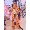 Ekouaer Women Classic Button Down Long Satin Pajamas Set Cute Bow Sleepwear(Halloween Pumpkin)