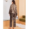 Ekouaer Women Classic Button Down Long Satin Pajamas Set Cute Bow Sleepwear(Leopard)