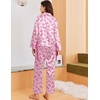 Ekouaer Women Classic Button Down Long Satin Pajamas Set Cute Bow Sleepwear(Pink Bows)