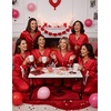 Ekouaer Women Classic Button Down Long Satin Pajamas Set Cute Bow Sleepwear(Red)