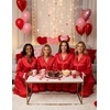 Ekouaer Women Classic Button Down Long Satin Pajamas Set Cute Bow Sleepwear(Red)