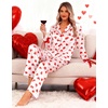 Ekouaer Women Classic Button Down Long Satin Pajamas Set Cute Bow Sleepwear(Red Heart)