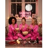 Ekouaer Women Classic Button Down Long Satin Pajamas Set Cute Bow Sleepwear(Rose Pink)