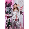 Ekouaer Women Classic Button Down Long Satin Pajamas Set Cute Bow Sleepwear(Santa Claus)