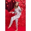 Ekouaer Women Classic Button Down Long Satin Pajamas Set Cute Bow Sleepwear(Santa Claus)