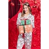 Ekouaer Women Classic Button Down Long Satin Pajamas Set Cute Bow Sleepwear(Santa Claus)
