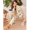 Ekouaer Women Classic Button Down Long Satin Pajamas Set Cute Bow Sleepwear(Santa Tree)