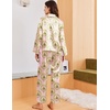 Ekouaer Women Classic Button Down Long Satin Pajamas Set Cute Bow Sleepwear(Santa Tree)