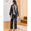Ekouaer Women Classic Button Down Long Satin Pajamas Set Cute Bow Sleepwear(Spooky Sprite)