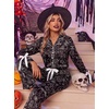 Ekouaer Women Classic Button Down Long Satin Pajamas Set Cute Bow Sleepwear(Spooky Sprite)