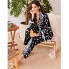 Ekouaer Women Classic Button Down Long Satin Pajamas Set Cute Bow Sleepwear(Wine Cups)