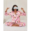 Ekouaer Women’s Classic Button Down Long Satin Silk Pajama Set(Pink Bottles)