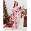 Ekouaer Women’s Classic Button Down Long Satin Silk Pajama Set(Pink Christmas Tree)