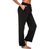 Ekouaer Womens Pajama Pants Lounge Pants Soft Drawstring Pj Bottoms(Black)
