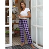 Ekouaer Womens Pajama Pants Lounge Pants Soft Drawstring Pj Bottoms(Black and Purple Plaid)