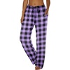 Ekouaer Womens Pajama Pants Lounge Pants Soft Drawstring Pj Bottoms(Black and Purple Plaid)