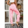 Ekouaer Womens Pajama Pants Lounge Pants Soft Drawstring Pj Bottoms(Pink Bow Plaid)