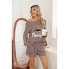 Ekouaer Women’s Pajama Sets Long Sleeve Top & Shorts Matching Lounge Set(Brown)