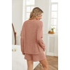 Ekouaer Women’s Pajama Sets Long Sleeve Top & Shorts Matching Lounge Set(Caramel Pumpkin)
